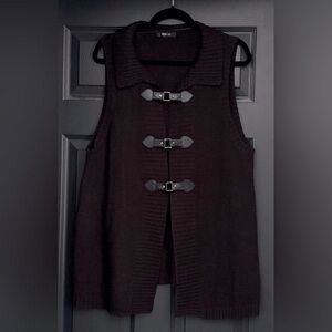 Black Knitted Vest Toggle Closure XL 1X